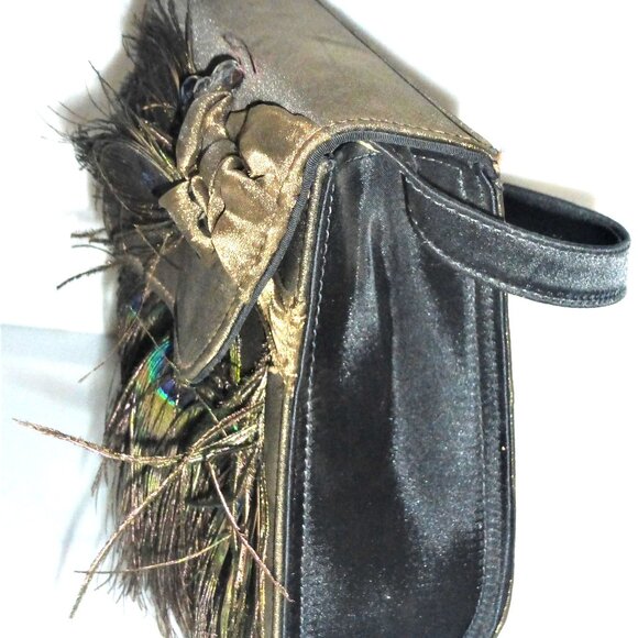 Unique Vintage Purse CUSTOM MADE PEACOCK FEATHERS Woman's PURSE Ladies Handbag - Picture 4 of 7